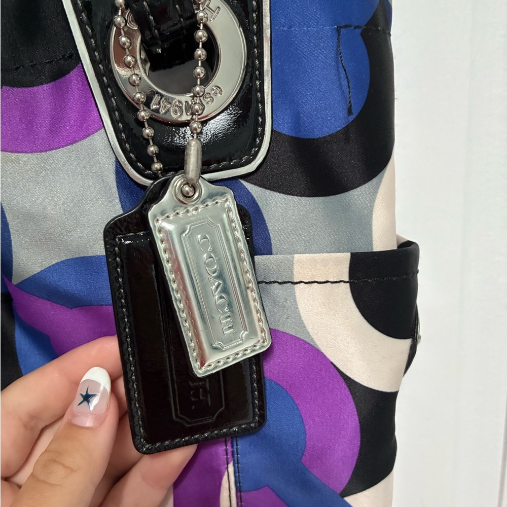 Coach Blue and Purple Circle Pattern Tote - Picture 4 of 16